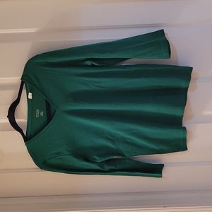 Chicos Kelly Green cotton 3/4 sleeve top medium